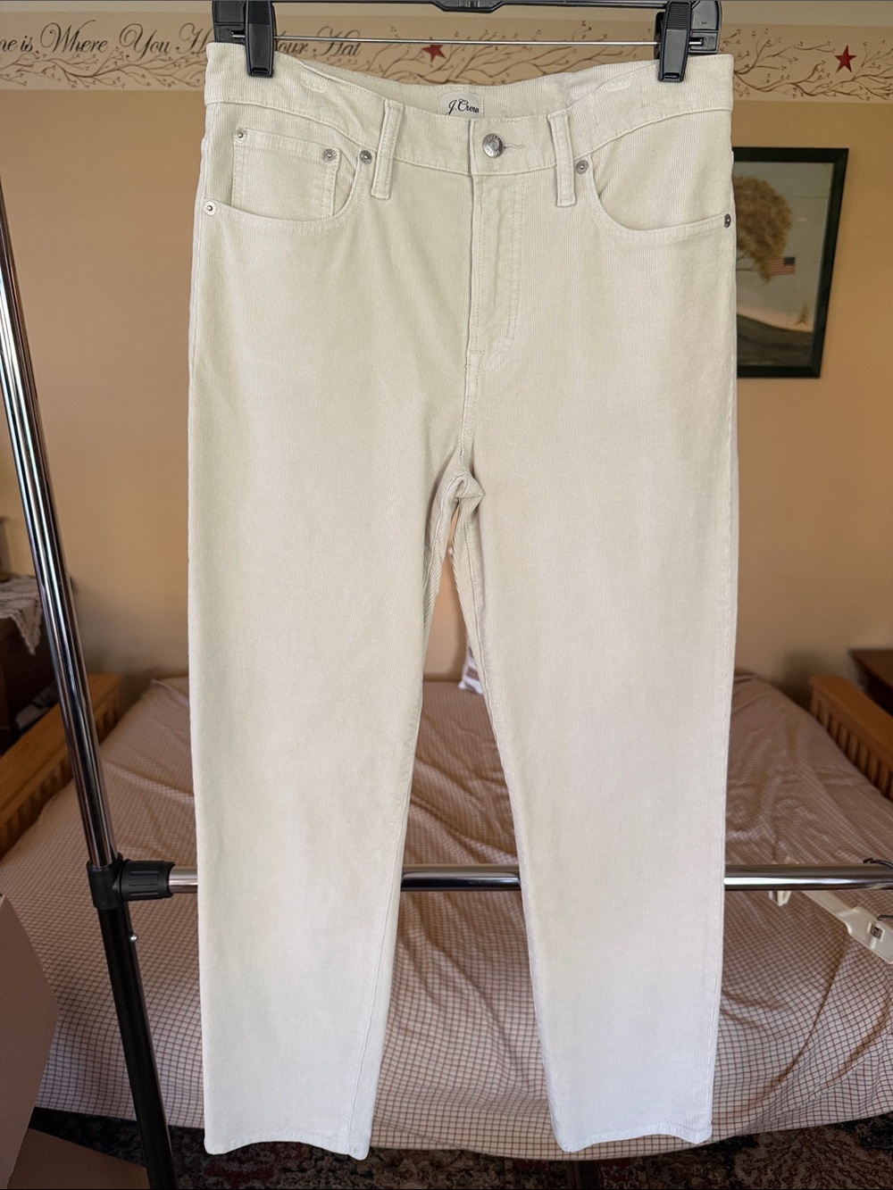 J. Crew Women's Cream Straight-Leg Corduroy Pants